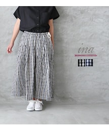 ina- | ina リネンギンガムタックスカート(スカート)