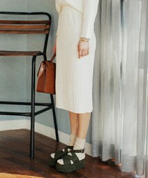 DHOLIC | ウエストゴムリンクルミモレ丈スカート(スカート)
