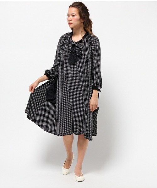 FRAPBOIS（フラボア）の「タイリボン（ワンピース・レディース・ブラック/ネイビー・1）」の6枚目の写真