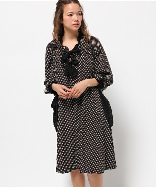 FRAPBOIS（フラボア）の「タイリボン（ワンピース・レディース・ブラック/ネイビー・1）」の2枚目の写真