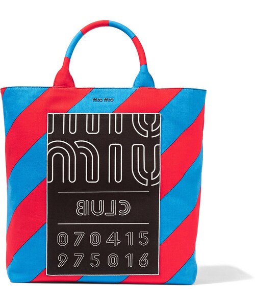 miu miu(ミュウミュウ)の「Miu Miu Printed Twill Tote(トートバッグ・レディース・Red・One Size)」の1枚目の写真