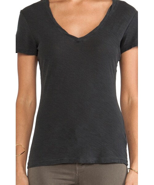 JAMES PERSE（ジェームスパース）の「James Perse Casual Tee w/ Reverse Binding（Tシャツ/カットソー・レディース・Brown/White・0 (XXS/XS)/1 (XS/S)/2 (S/M)/3 (M/L)）」の4枚目の写真