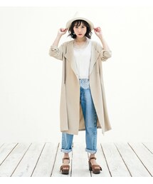 mysty woman | 【ポイント10倍】【mysty woman】ノーカラーロングコート(ジャケット/アウター)