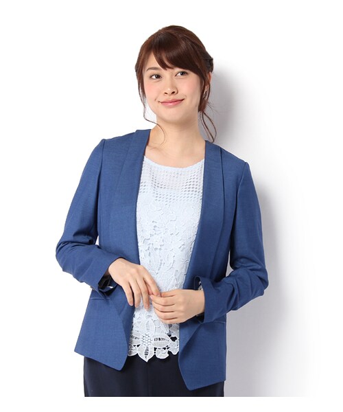 laboratory work（ラボラトリーワーク）の「ノーボタンシンプルジャケット（ジャケット/アウター・レディース・ベージュ/キャメル/インディゴ・S/M）」の3枚目の写真