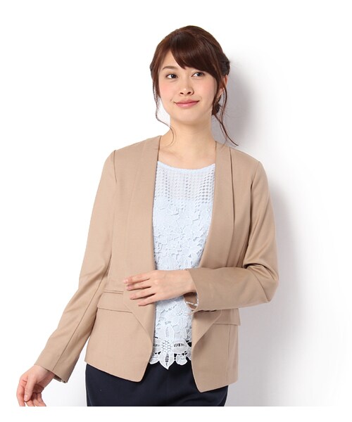 laboratory work（ラボラトリーワーク）の「ノーボタンシンプルジャケット（ジャケット/アウター・レディース・ベージュ/キャメル/インディゴ・S/M）」の2枚目の写真