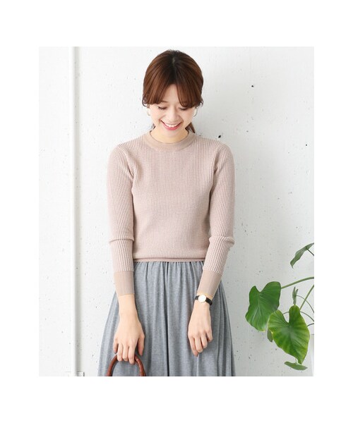 URBAN RESEARCH DOORS（アーバンリサーチドアーズ）の「ワッフルプルオーバーニット（トップス・レディース・BEIGE/GRAY・one）」の7枚目の写真