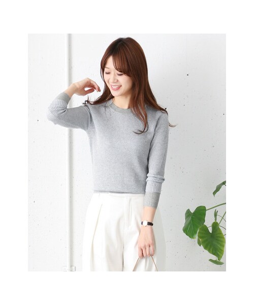 URBAN RESEARCH DOORS（アーバンリサーチドアーズ）の「ワッフルプルオーバーニット（トップス・レディース・BEIGE/GRAY・one）」の4枚目の写真