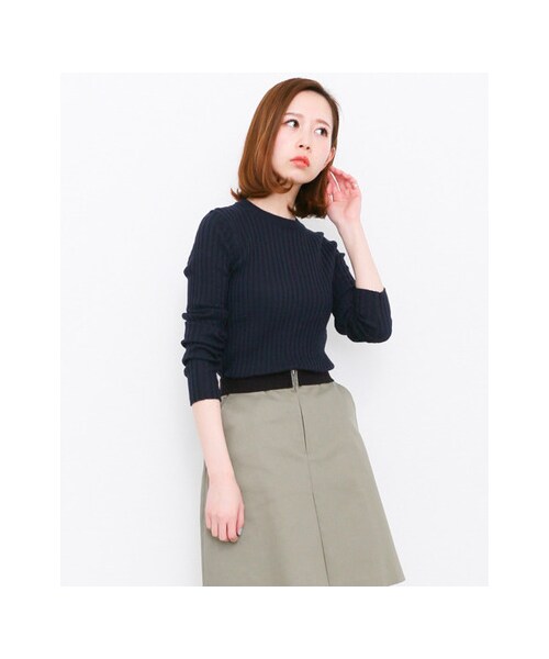 KBF（ケイビーエフ）の「RIBクルーニット（トップス・レディース・L.BLUE/OFF/T.GRAY/D.NAVY・one）」の6枚目の写真