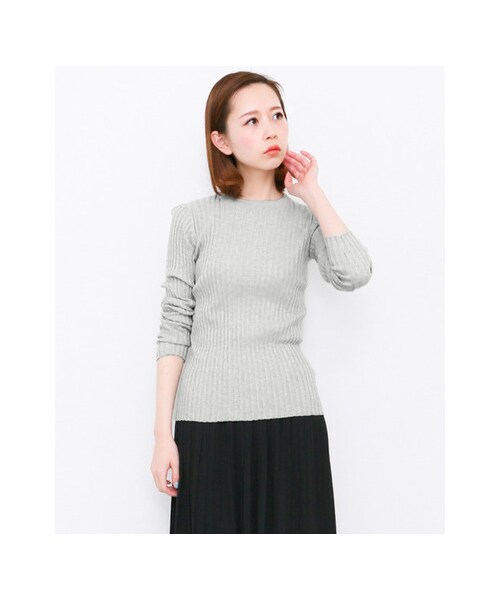 KBF（ケイビーエフ）の「RIBクルーニット（トップス・レディース・L.BLUE/OFF/T.GRAY/D.NAVY・one）」の8枚目の写真