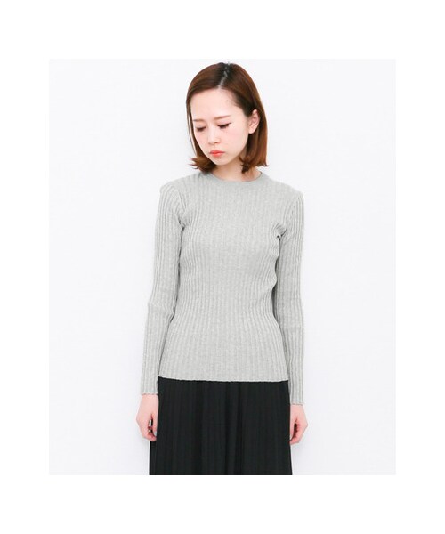 KBF（ケイビーエフ）の「RIBクルーニット（トップス・レディース・L.BLUE/OFF/T.GRAY/D.NAVY・one）」の9枚目の写真