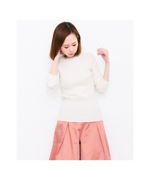 KBF（ケイビーエフ）の「RIBクルーニット（トップス・レディース・L.BLUE/OFF/T.GRAY/D.NAVY・one）」の7枚目の写真