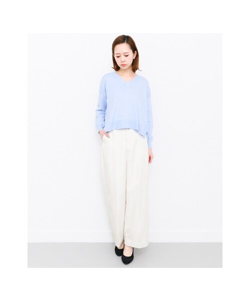 KBF（ケイビーエフ）の「センタープレスワイドパンツ（パンツ・レディース・KHAKI/OFF/D.NAVY・one）」の5枚目の写真