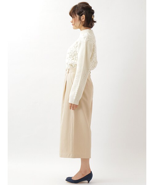 w closet（ダブルクローゼット）の「タック入りガウチョパンツ（パンツ・レディース・エクリュ/ミントグリーン/サックス・FREE）」の5枚目の写真