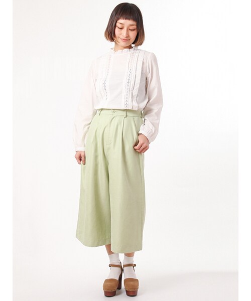 w closet（ダブルクローゼット）の「タック入りガウチョパンツ（パンツ・レディース・エクリュ/ミントグリーン/サックス・FREE）」の16枚目の写真