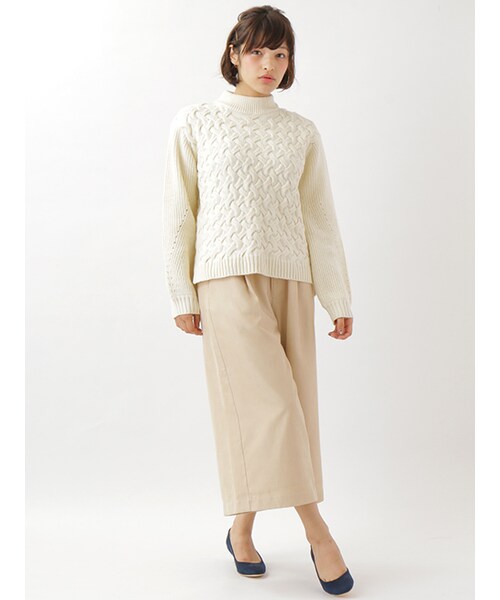 w closet（ダブルクローゼット）の「タック入りガウチョパンツ（パンツ・レディース・エクリュ/ミントグリーン/サックス・FREE）」の12枚目の写真