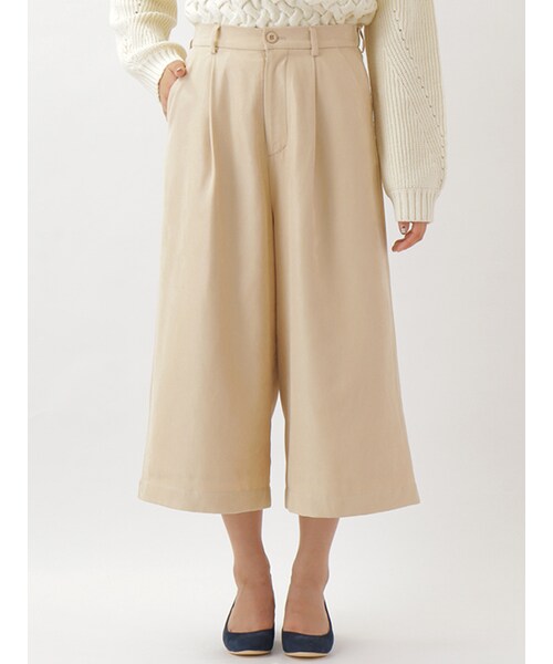 w closet（ダブルクローゼット）の「タック入りガウチョパンツ（パンツ・レディース・エクリュ/ミントグリーン/サックス・FREE）」の4枚目の写真