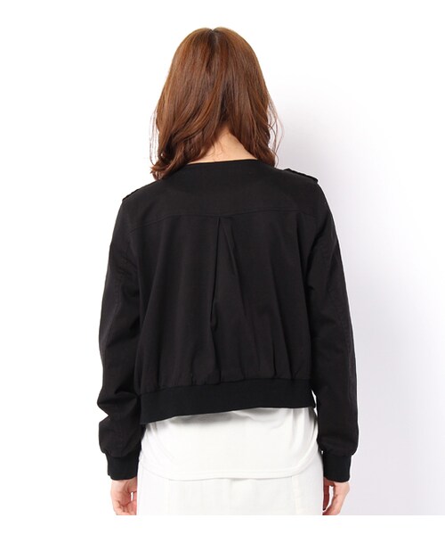 PAGEBOY（ページボーイ）の「フラップポケット付ノーカラーブルゾン（ジャケット/アウター・レディース・ブラック/グレーベージュ/カーキ）」の5枚目の写真