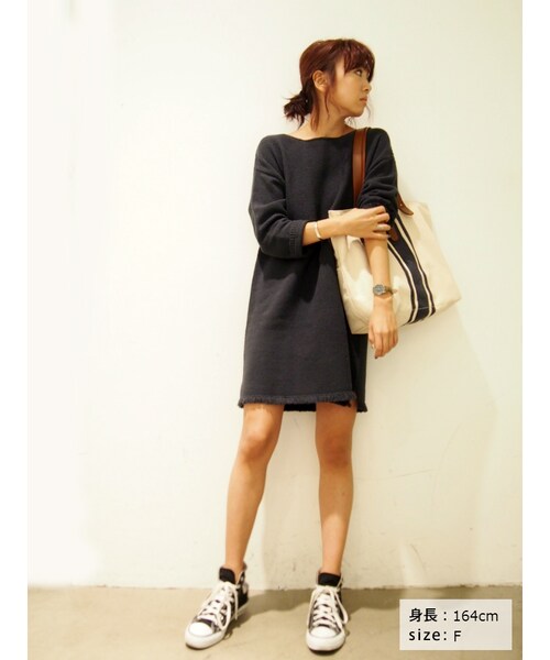 Ungrid（アングリッド）の「ループフリンジニットワンピ（ワンピース/ドレス・レディース・オフホワイト/ネイビー・F）」の4枚目の写真