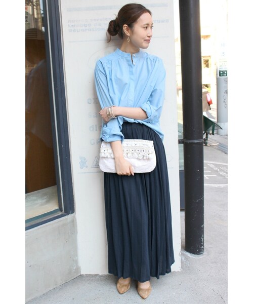 SLOBE IENA（スローブイエナ）の「《予約》カットプリーツマキシスカート◆（スカート・ナチュラル/キャメル/ネイビー/オールドブラウン・フリー）」の7枚目の写真