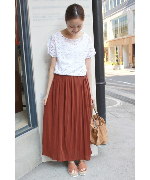 SLOBE IENA（スローブイエナ）の「《予約》カットプリーツマキシスカート◆（スカート・ナチュラル/キャメル/ネイビー/オールドブラウン・フリー）」の8枚目の写真