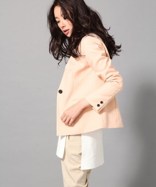 BLISS POINT（ブリスポイント）の「ノーカラーテーラージャケット（ジャケット/アウター・レディース・ホワイト/ピンク・M/L）」の2枚目の写真