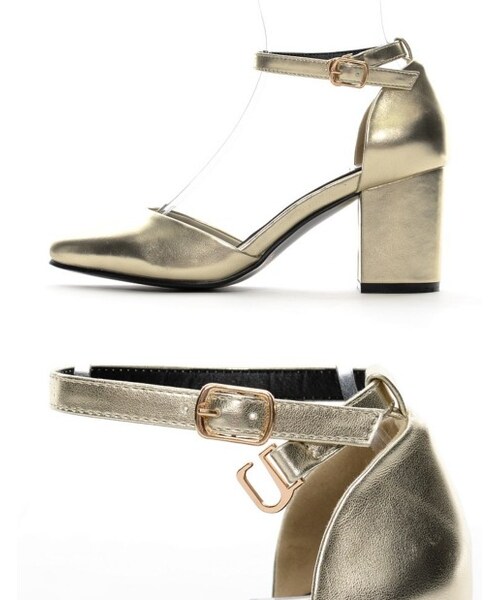 Re:EDIT（リエディ）の「【2/17 一般販売開始】[送料無料]【先行予約特典！ポイント5倍】[全5color][春新作][リエディオリジナル]アンクルストラップ太ヒールパンプス（シューズ・レディース・ブラック/ホワイト/ゴールド/シルバー/パイソン・S/M/L/LL）」の9枚目の写真