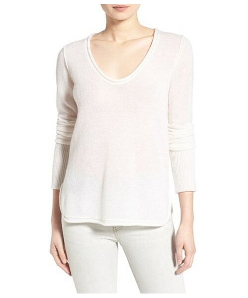 JAMES PERSE（ジェームスパース）の「James Perse V-Neck Cashmere Sweater（ニット/セーター・レディース・Beige/White・Regular 0/Regular 1/Regular 2/Regular 3/Regular 4）」の2枚目の写真