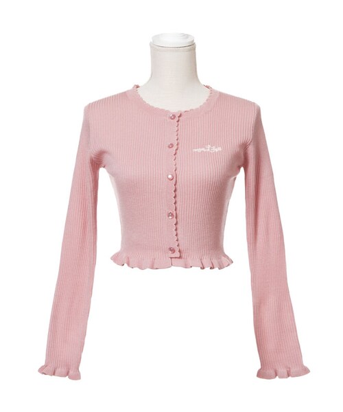 mon Lily（モンリリィ）の「リブフリルニットカーデ（トップス・レディース・ホワイト/グレー/ピンク/ブラック・M/L）」の4枚目の写真