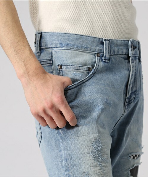 DIET BUTCHER（ダイエットブッチャー）の「DIET BUTCHER SLIM SKIN ルーズフィットリペアデニム（デニムパンツ・メンズ・ブルー・1/2）」の9枚目の写真