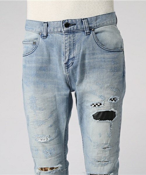 DIET BUTCHER（ダイエットブッチャー）の「DIET BUTCHER SLIM SKIN ルーズフィットリペアデニム（デニムパンツ・メンズ・ブルー・1/2）」の7枚目の写真