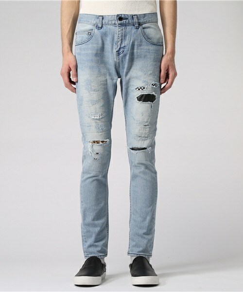 DIET BUTCHER（ダイエットブッチャー）の「DIET BUTCHER SLIM SKIN ルーズフィットリペアデニム（デニムパンツ・メンズ・ブルー・1/2）」の6枚目の写真