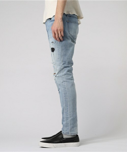 DIET BUTCHER（ダイエットブッチャー）の「DIET BUTCHER SLIM SKIN ルーズフィットリペアデニム（デニムパンツ・メンズ・ブルー・1/2）」の4枚目の写真