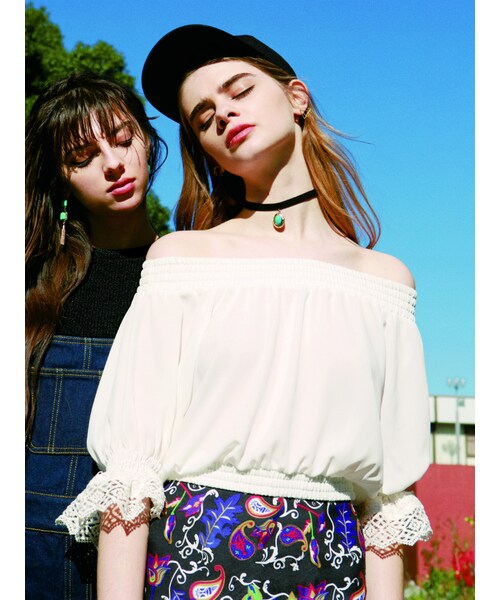 EVRIS（エヴリス）の「シャーリングショートTOPS（トップス・レディース・ホワイト/ブラック/ベージュ・F）」の9枚目の写真