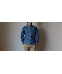 MANUAL ALPHABET | 【定番アイテム】Manual alphabet マニュアルアルファベット 6oz DENIM BASIC B.D SHIRT 6オンス デニム ベーシック ボタンダウンシャツ NVY ネイビー(シャツ/ブラウス)