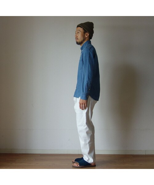 MANUAL ALPHABET（マニュアル アルファベット）の「【お取り寄せ商品】Manual alphabet マニュアルアルファベット 6oz DENIM BASIC B.D SHIRT 6オンス デニム ベーシック ボタンダウンシャツ NVY ネイビー（シャツ/ブラウス・メンズ・その他）」の4枚目の写真