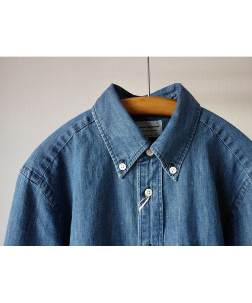 MANUAL ALPHABET（マニュアル アルファベット）の「【お取り寄せ商品】Manual alphabet マニュアルアルファベット 6oz DENIM BASIC B.D SHIRT 6オンス デニム ベーシック ボタンダウンシャツ NVY ネイビー（シャツ/ブラウス・メンズ・その他）」の6枚目の写真