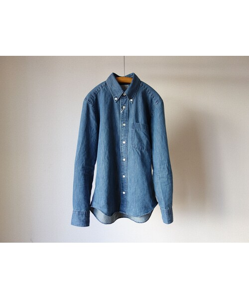 MANUAL ALPHABET（マニュアル アルファベット）の「【お取り寄せ商品】Manual alphabet マニュアルアルファベット 6oz DENIM BASIC B.D SHIRT 6オンス デニム ベーシック ボタンダウンシャツ NVY ネイビー（シャツ/ブラウス・メンズ・その他）」の5枚目の写真