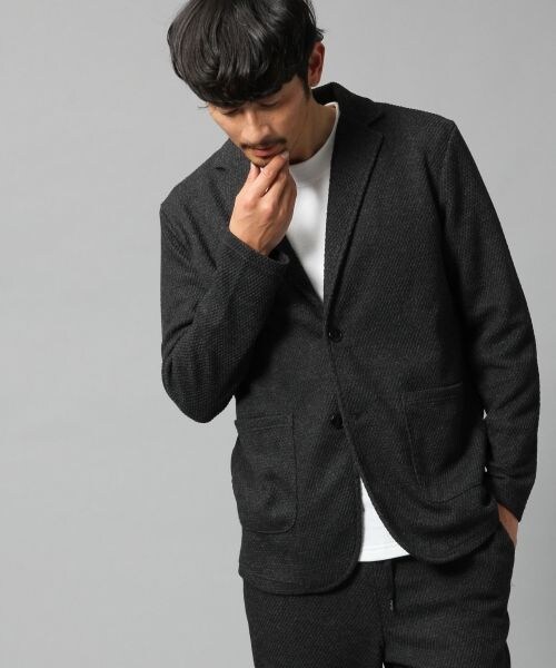 BLISS POINT(ブリスポイント)の「ニットソーテーラードジャケット(ジャケット/アウター・メンズ・ブラック/杢グレー・M/L)」の5枚目の写真