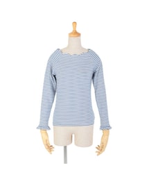 F i.n.t | スカラップ衿ぐりボーダーロンT/F&A(Tシャツ/カットソー)