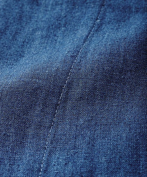 Johnbull Private labo（ジョンブルプライベートラボ）の「リネンイージーコート（ステンカラーコート・メンズ・ホワイト/インディゴブルー・SMALL/MEDIUM/LARGE）」の6枚目の写真