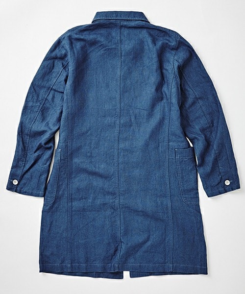 Johnbull Private labo（ジョンブルプライベートラボ）の「リネンイージーコート（ステンカラーコート・メンズ・ホワイト/インディゴブルー・SMALL/MEDIUM/LARGE）」の3枚目の写真