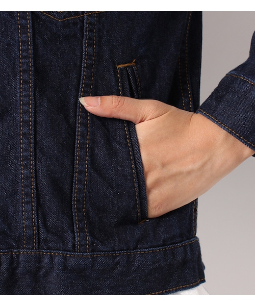 mysty woman(ミスティウーマン)の「デニムノーカラーGジャン(ジャケット/アウター・レディース・ブルー/インディゴ)」の9枚目の写真