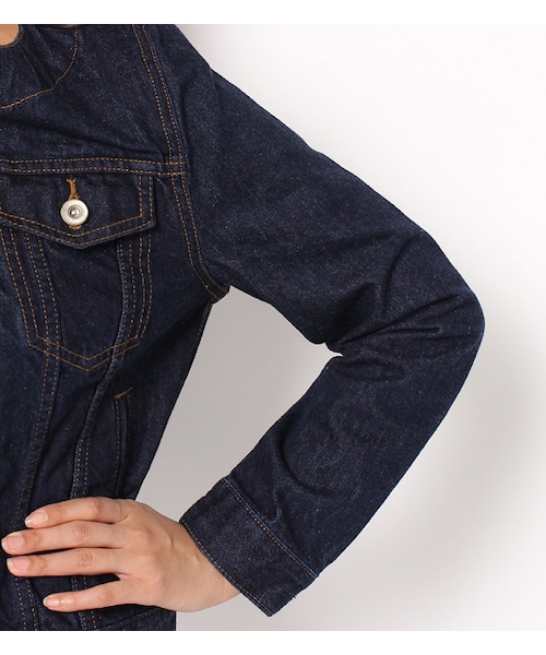 mysty woman(ミスティウーマン)の「デニムノーカラーGジャン(ジャケット/アウター・レディース・ブルー/インディゴ)」の7枚目の写真
