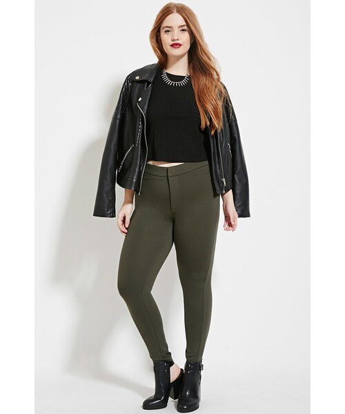 FOREVER 21(フォーエバー トゥエンティーワン)の「FOREVER 21+ Plus Size Skinny Pants(その他パンツ・レディース・Black/Green・0X/1X/2X/3X)」の2枚目の写真
