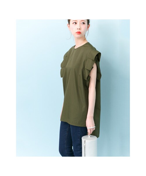 KBF（ケイビーエフ）の「【予約】BIGプリーツチュニック（トップス・レディース・PINK/WHITE/KHAKI/BLACK・one）」の20枚目の写真