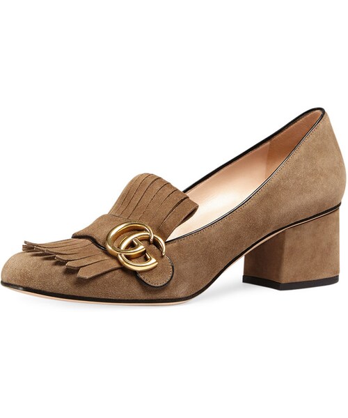 GUCCI（グッチ）の「Gucci Marmont Fringe 55mm Loafer, Taupe（パンプス）」