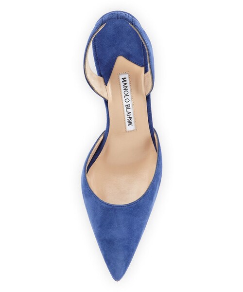 Manolo Blahnik（マノロ・ブラニク）の「Manolo Blahnik Carolyne Gala High-Heel Suede Halter Pump, Denim Blue（パンプス・レディース・Blue・35.0B/5.0B/35.5B/5.5B/36.0B/6.0B/36.5B/6.5B/37.0B/7.0B/37.5B/7.5B/38.0B/8.0B/38.5B/8.5B/39.0B/9.0B/39.5B/9.5B/40.0B/10.0B/40.5B/10.5B/41.0B/11.0B/42.0B/12.0B）」の5枚目の写真