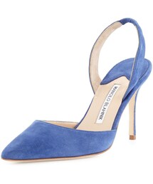 Manolo Blahnik | Manolo Blahnik Carolyne Gala High-Heel Suede Halter Pump, Denim Blue(パンプス)
