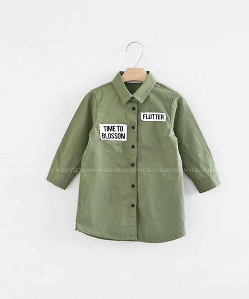 I LOVE J(アイラブジェイ)の「フラッターシャツワンピース&アウター(ミリタリージャケット・キッズ・カーキ/ピンク・100cm~150cm)」の4枚目の写真