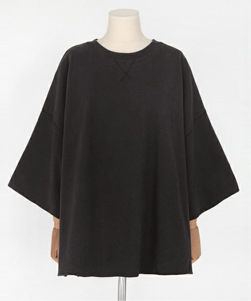 DHOLIC（ディーホリック）の「ネックステッチボクシーフィットハーフスリーブTシャツ（Tシャツ/カットソー・レディース・ディープスカイブルー/アイボリー/ピンク/ブラックグレー・ＦＲＥＥ）」の3枚目の写真